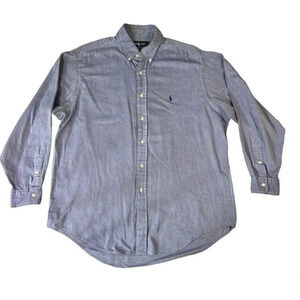 Ralph Lauren Mens Blue Long Sleeve Button Down Cotton Chambray Size 16 1/2-34